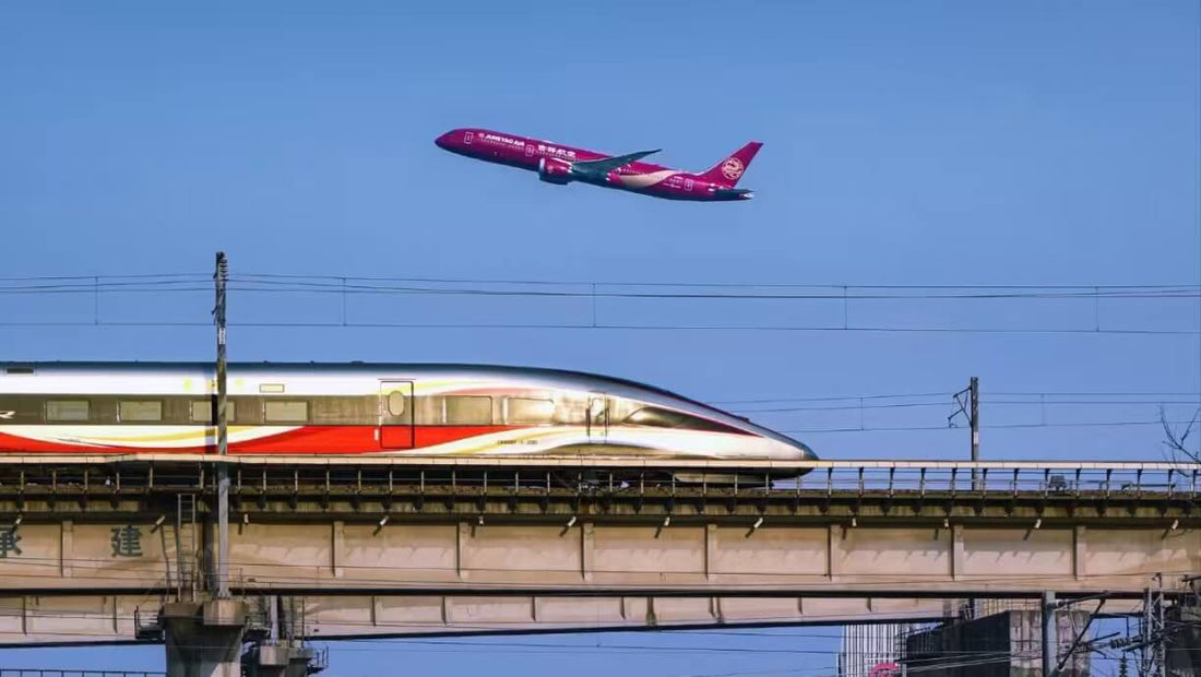 high-speed train and plane in China